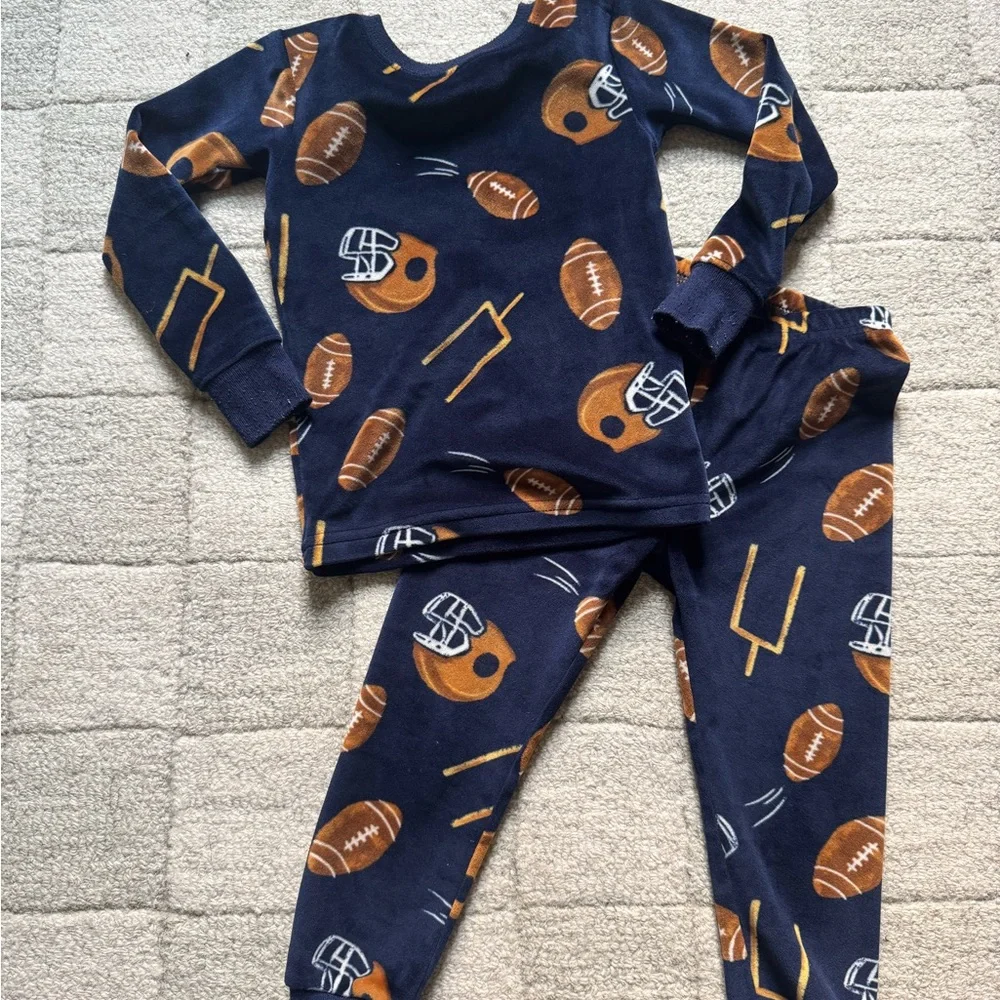 Toddler Navy Football Print Pajama Set 2T